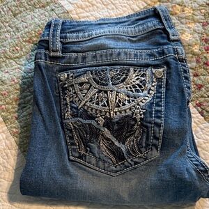 Miss Me Denim Jeans with Silver Embroidery